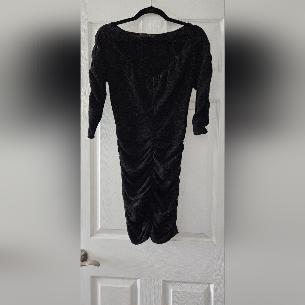 Black Rouched Sweater Dress